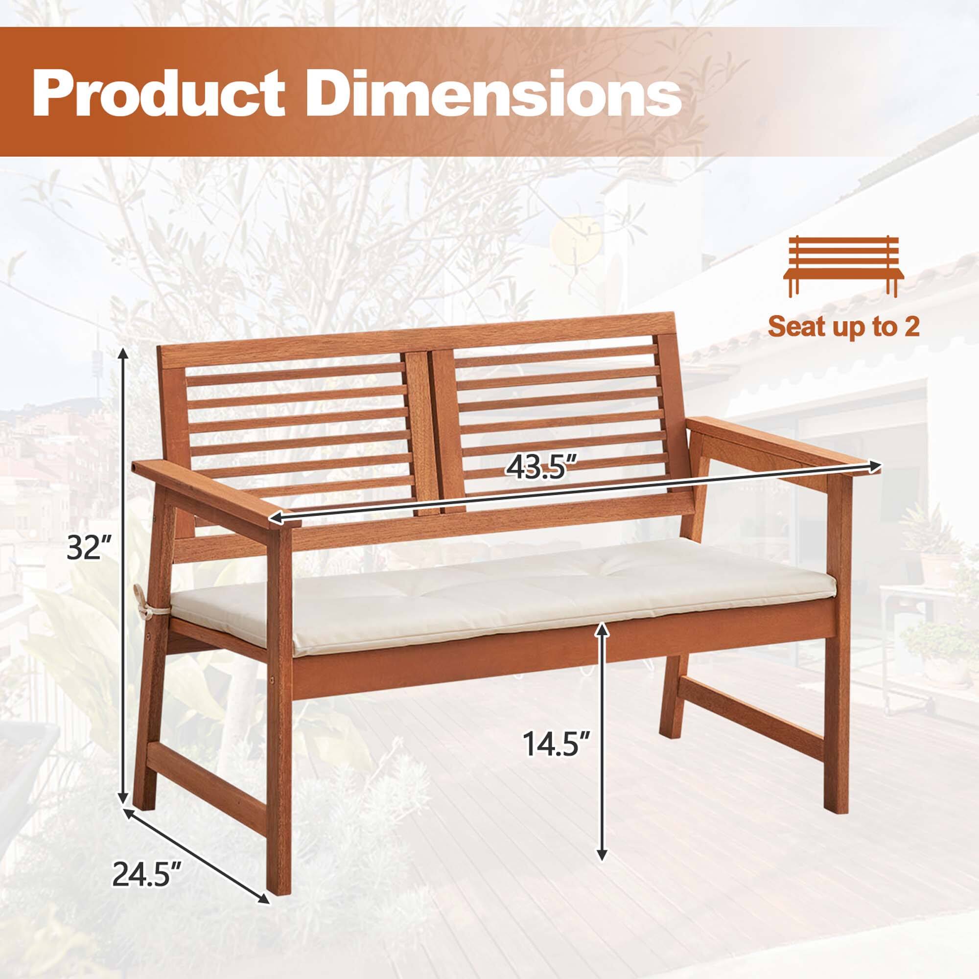 Product Dimensions: 43.5", 32", 14.5", 24.5" Seat up to 2
