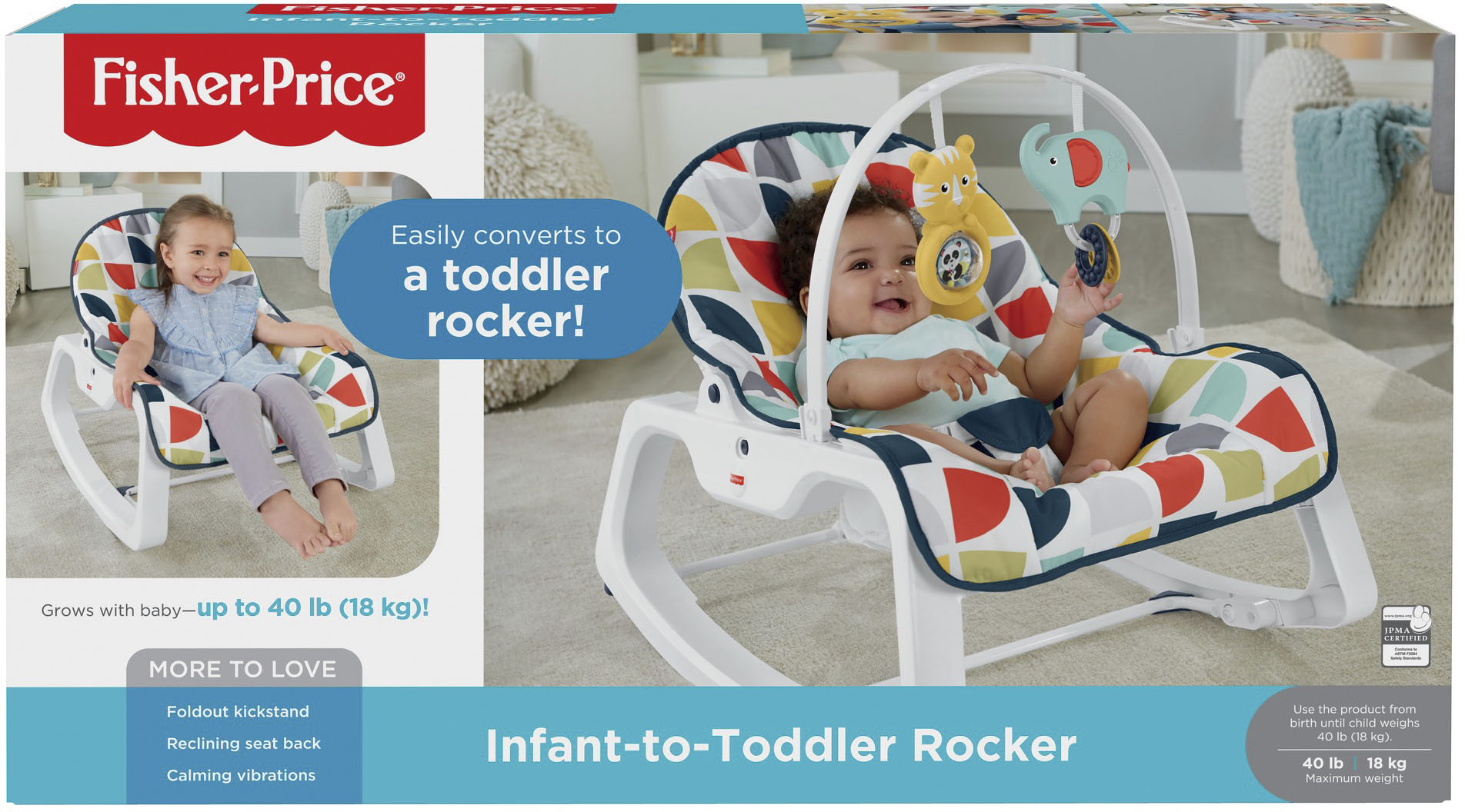 Angle View: Fisher Price - Baby Gear - Infant-to-Toddler Rocker Redesign