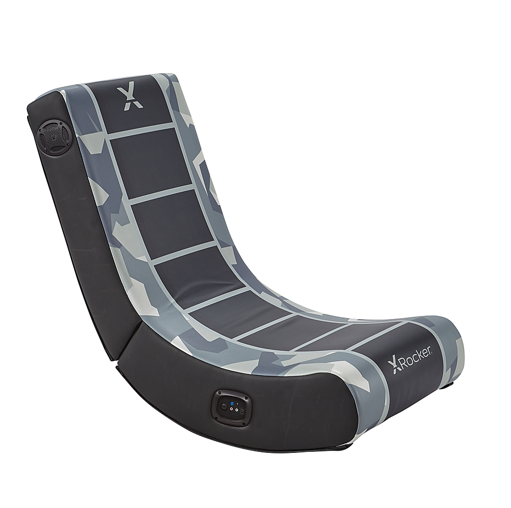 Angle View: X Rocker - Camo Retreat 2.0 Bluetooth Floor Rocker Gaming Chair - Gray Camo