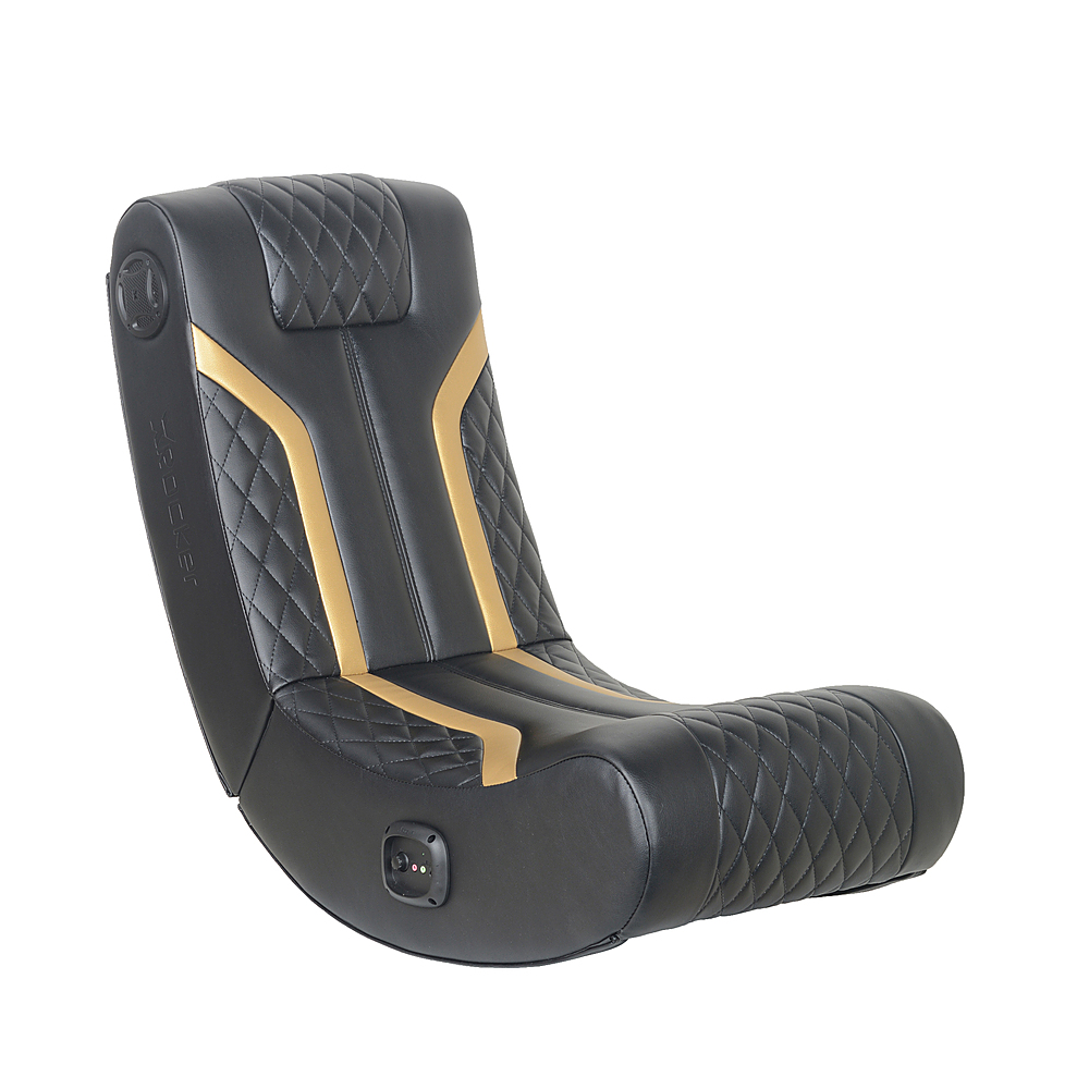 Angle View: X Rocker - Lux 2.0 Bluetooth Floor Rocker Gaming Chair - Gold and Black