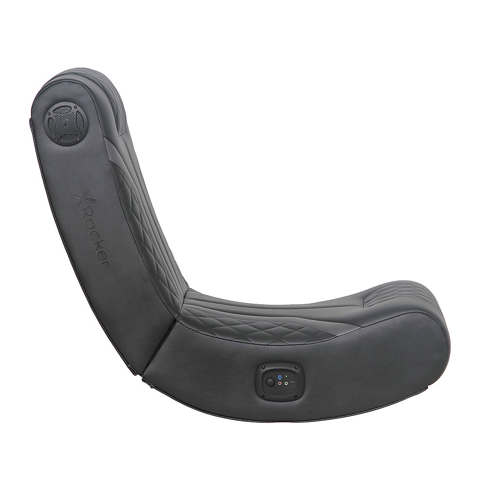 Left View: X Rocker - Lux 2.0 Bluetooth Floor Rocker Gaming Chair - Black