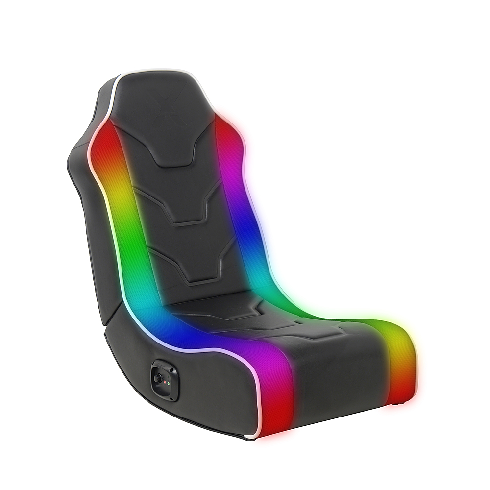 Angle View: X Rocker - Chimera RGB 2.0 Bluetooth Floor Rocker Gaming Chair - Black/White w/SMD