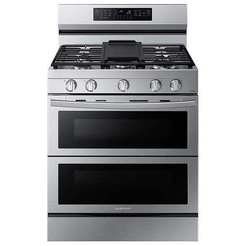 Samsung - 6.0 cu. ft. Smart Freestanding Gas Range with Flex Duo™, Stainless Cooktop & Air Fry - Fingerprint Resistant Stainless Steel-Front_Standard 