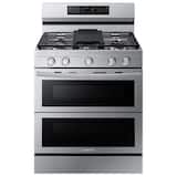 Samsung - 30 in. Wide 5 Burner 6.0 cu. ft. Smart Freestanding Gas Range with Stainless Cooktop & Air Fry - Stainless Steel