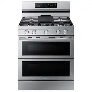 Samsung - 6.0 cu. ft. Smart Freestanding Gas Range with Stainless Cooktop & Air Fry - Stainless Steel