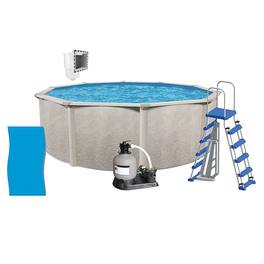 Aquarian - Phoenix 24'x52" Round Above Ground Pool w/ Pump, Ladder, Liner, Skimmer - Beige