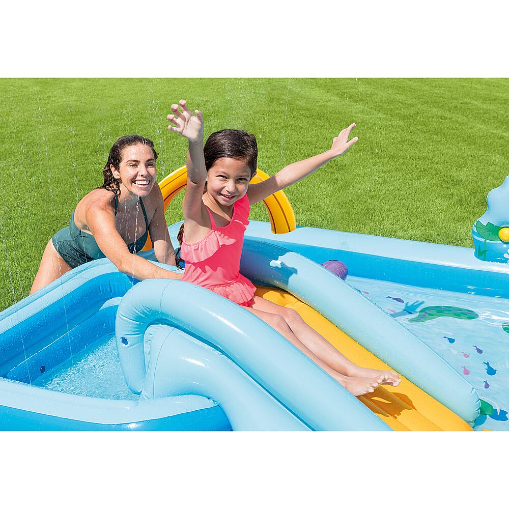 Alt View 14. Intex - 96" x 78" x 28" Inflatable Jungle Adventure Play Center Spray Kiddie Pool - Multi.