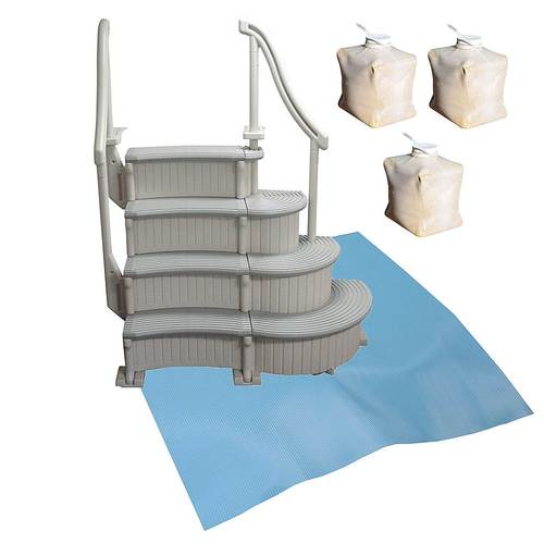 Confer - Above Ground Pool Entry Step+ Add-on Steps + Protective Mat + Weight Bags