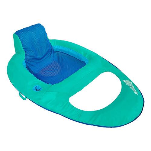 Swim Ways - SwimWays Inflatable Twist & Fold Spring Recliner Pool Float w/ Cup Holder, Aqua