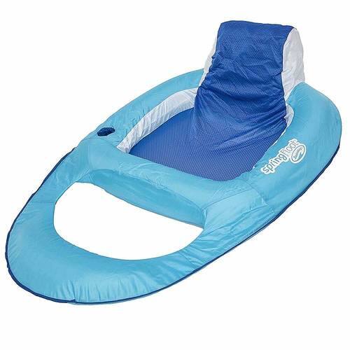 Swim Ways - SwimWays 6038971 Spring Float Inflatable Vinyl Adult Recliner Pool Lounger, Blue