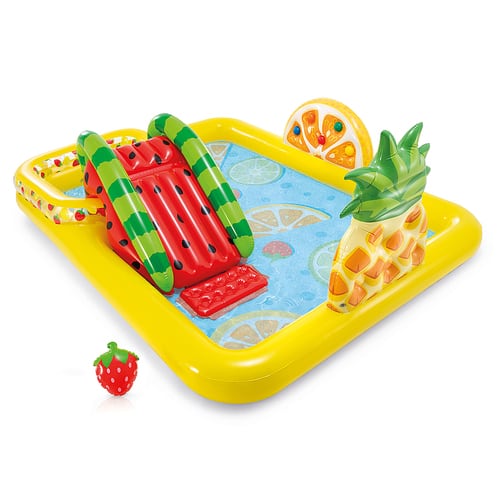 Intex - Fun 'N Fruity Outdoor Inflatable Kiddie Pool Play Center with Water Slide - Multi