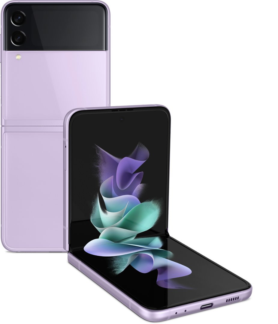 Zoom in on Front Zoom. Samsung - Galaxy Z Flip3 5G 128GB - Lavender (Verizon).