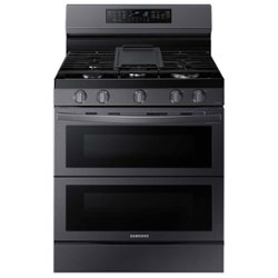 Samsung - 6.0 cu. ft. Smart Freestanding Gas Range with Flex Duo™ & Air Fry - Black Stainless Steel - Front_Zoom