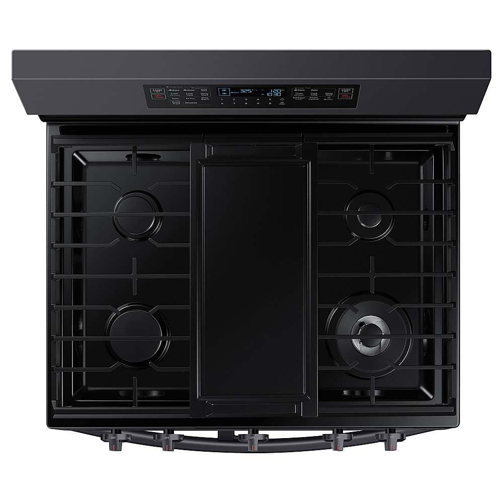 Alt View 12. Samsung - 6.0 cu. ft. Smart Freestanding Gas Range with Flex Duo & Air Fry - Black Stainless Steel.
