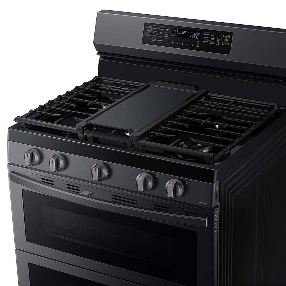 Alt View 14. Samsung - 6.0 cu. ft. Smart Freestanding Gas Range with Flex Duo & Air Fry - Black Stainless Steel.