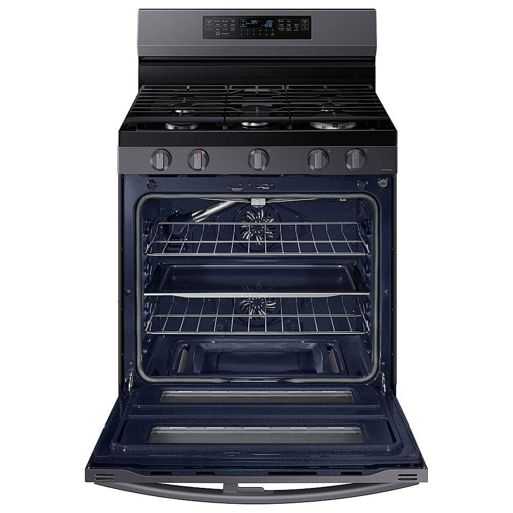 Alt View 16. Samsung - 6.0 cu. ft. Smart Freestanding Gas Range with Flex Duo & Air Fry - Black Stainless Steel.