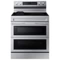 Samsung - 30 in. Wide 5 Elements 6.3 cu. ft. Smart Freestanding Electric Range with Flex Duo, No-Preheat Air Fry & Griddle - Stainless Steel