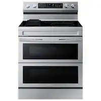 Samsung - 6.3 cu. ft. Smart Freestanding Electric Range with Flex Duo, No-Preheat Air Fry & Griddle - Stainless Steel - Front_Zoom