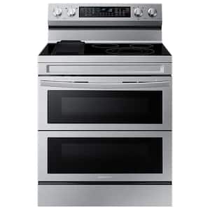 Samsung - 30 in. Wide 5 Elements 6.3 cu. ft. Smart Freestanding Electric Range with Flex Duo, No-Preheat Air Fry & Griddle - Stainless Steel