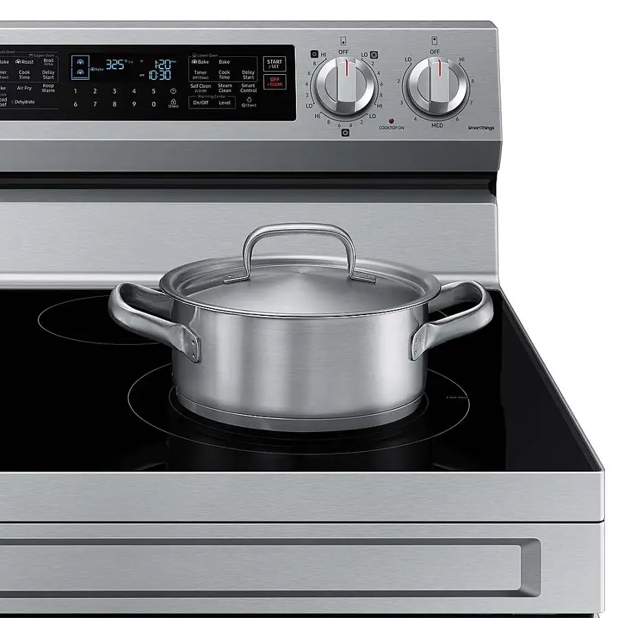 Alt View 14. Samsung - 6.3 cu. ft. Smart Freestanding Electric Range with Flex Duo, No-Preheat Air Fry & Griddle - Stainless Steel.