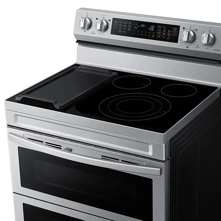 Alt View 16. Samsung - 6.3 cu. ft. Smart Freestanding Electric Range with Flex Duo, No-Preheat Air Fry & Griddle - Stainless Steel.