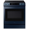 Front Zoom. Samsung - BESPOKE 6.3 cu. ft. Front Control Slide-In Electric Convection Range with Air Fry & Wi-Fi, Fingerprint Resistant - Navy Steel.