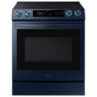 Samsung - BESPOKE 6.3 cu. ft. Front Control Slide-In Electric Convection Range with Air Fry & Wi-Fi, Fingerprint Resistant - Navy Steel - Front_Zoom
