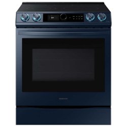 Samsung - 6.3 cu. ft. Front Control Slide-In Electric Convection Range with Air Fry & Wi-Fi, Fingerprint Resistant - Navy Steel - Front_Zoom