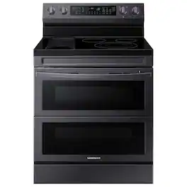 Samsung - 6.3 cu. ft. Smart Freestanding Electric Range with Flex Duo, No-Preheat Air Fry & Griddle - Black Stainless Steel