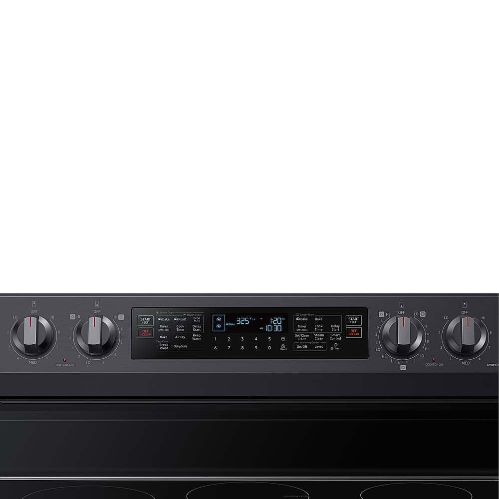 Alt View 15. Samsung - 6.3 cu. ft. Smart Freestanding Electric Range with Flex Duo, No-Preheat Air Fry & Griddle - Black Stainless Steel.