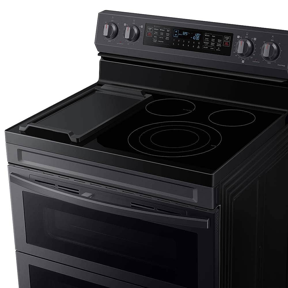 Alt View 16. Samsung - 6.3 cu. ft. Smart Freestanding Electric Range with Flex Duo, No-Preheat Air Fry & Griddle - Black Stainless Steel.