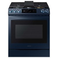 Samsung - BESPOKE 6.0 Cu. ft. Front Control Slide-in Gas Range with Smart Dial, Air Fry & Wi-Fi, Fingerprint Resistant - Navy Steel - Front_Zoom