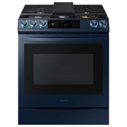 Samsung - 6.0 Cu. Ft. Front Control Slide-in Gas Range with Smart Dial, Air Fry & Wi-Fi, Fingerprint Resistant - Navy Steel - Front_Zoom
