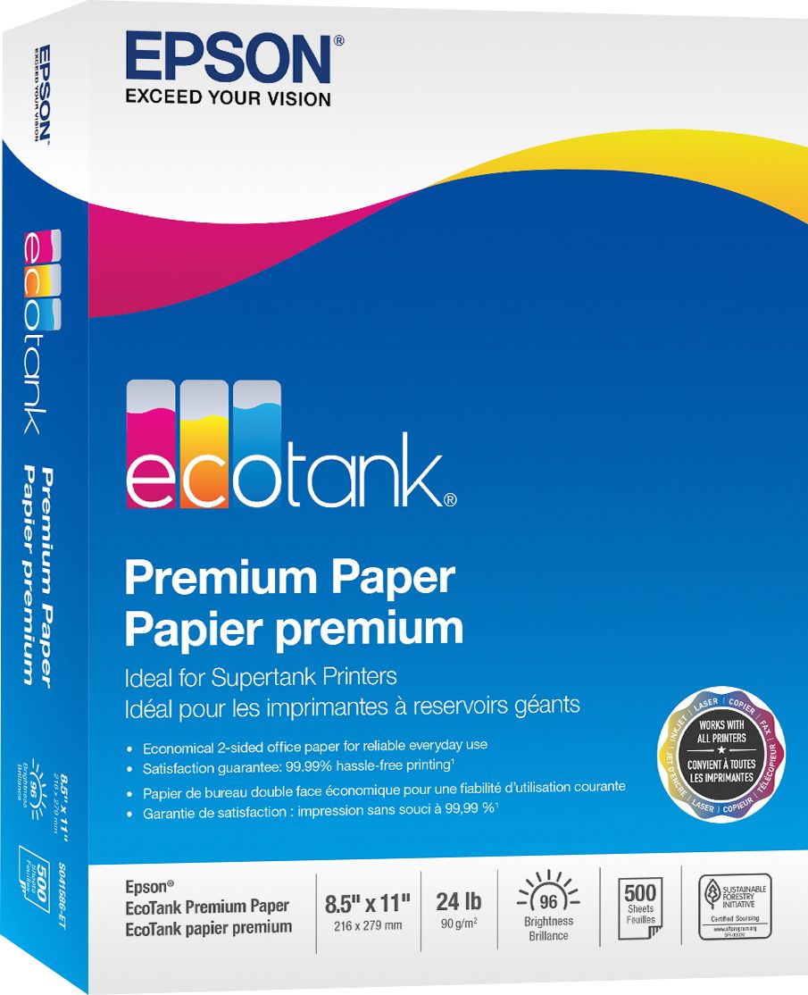 Zuiver waardigheid schotel Epson EcoTank Premium Printer 8.5" x 11" 500-Counter Paper S041586-ET -  Best Buy