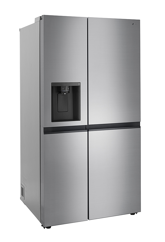 Angle View: LG - 27.2 Cu. Ft. Side-by-Side Refrigerator with SpacePlus Ice - Platinum Silver