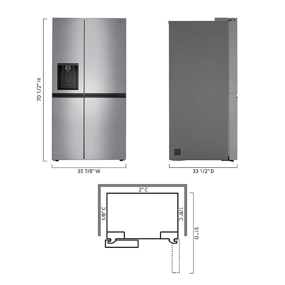 Left View: LG - 27.2 Cu. Ft. Side-by-Side Refrigerator with SpacePlus Ice - Platinum Silver