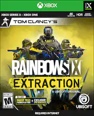 XBOX SERIES X
XBOX ONE
4K
HDR
SMART DELIVERY
ULTRA HD
TOM CLANCY'S
RAINBOWSIX EXTRACTION
A UBISOFT ORIGINAL
MATURE 17+
INCLUDES BUDDY PASS + EXCLUSIVE FRIENDS PLAY FREE EPIC GEAR SETS
REQUIRES INTERNET
ESRB
UBISOFT