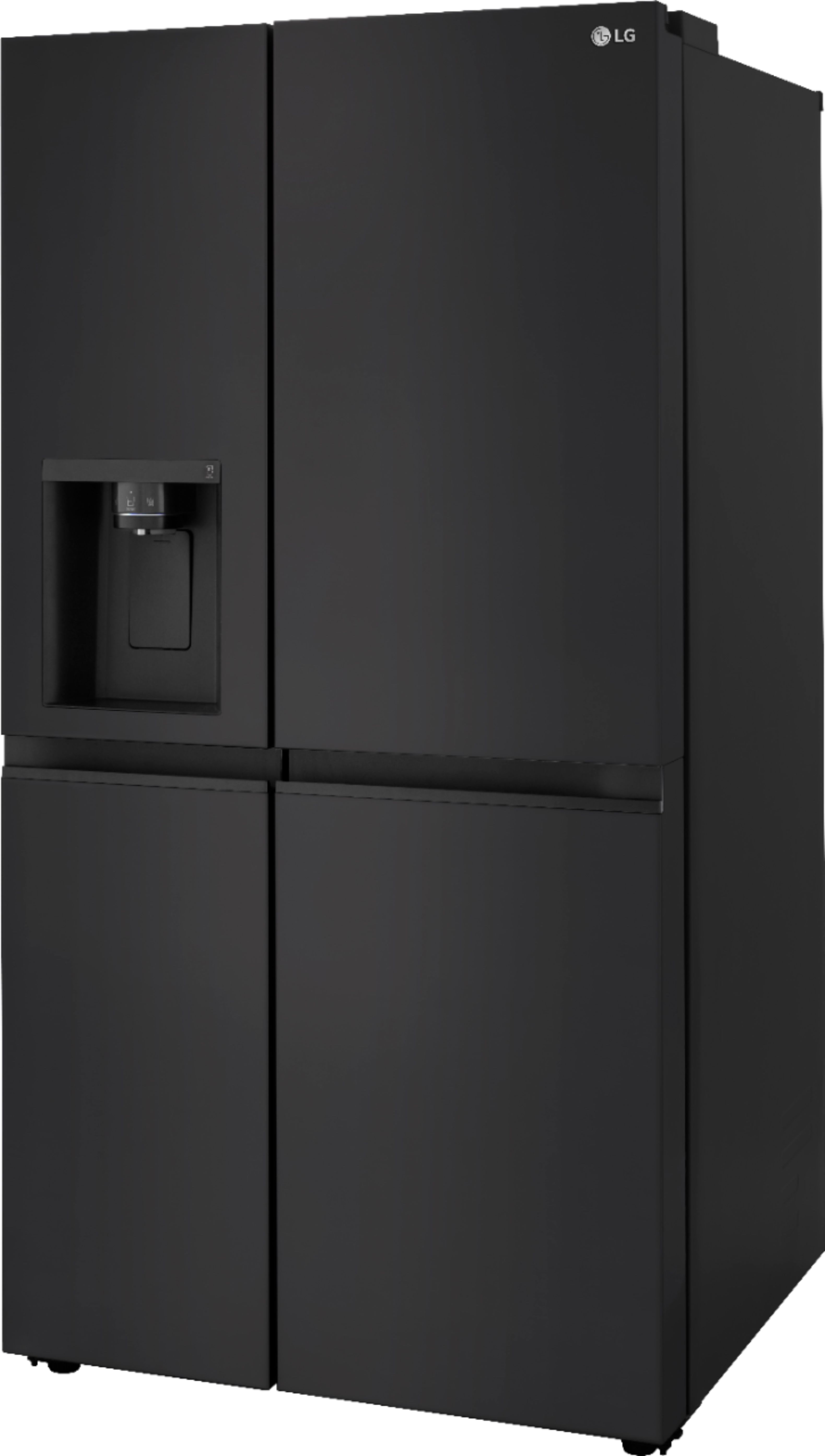 Angle View: LG - 27.2 Cu. Ft. Side-by-Side Refrigerator with SpacePlus Ice - Smooth Black