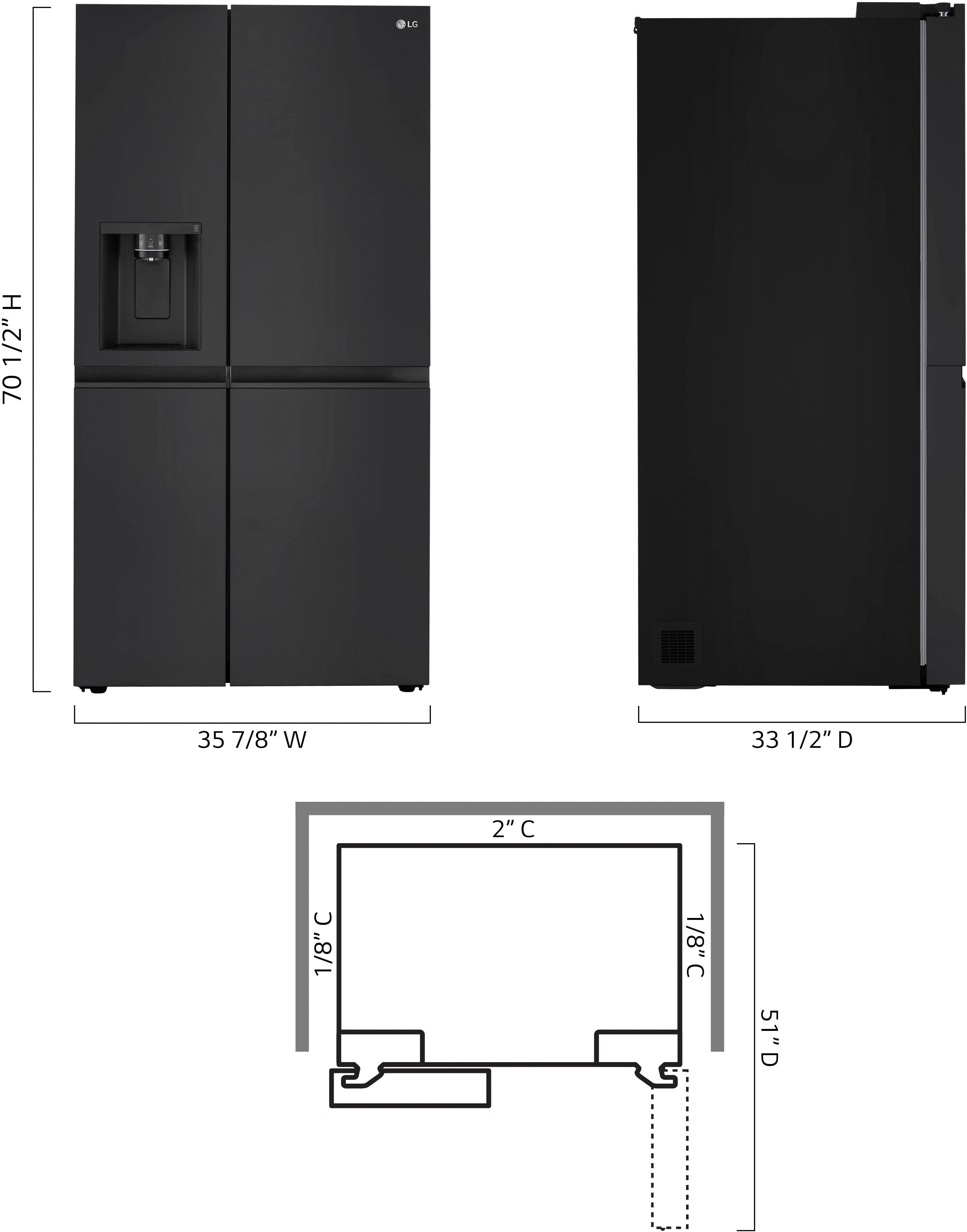 Left View: LG - 27.2 Cu. Ft. Side-by-Side Refrigerator with SpacePlus Ice - Smooth Black