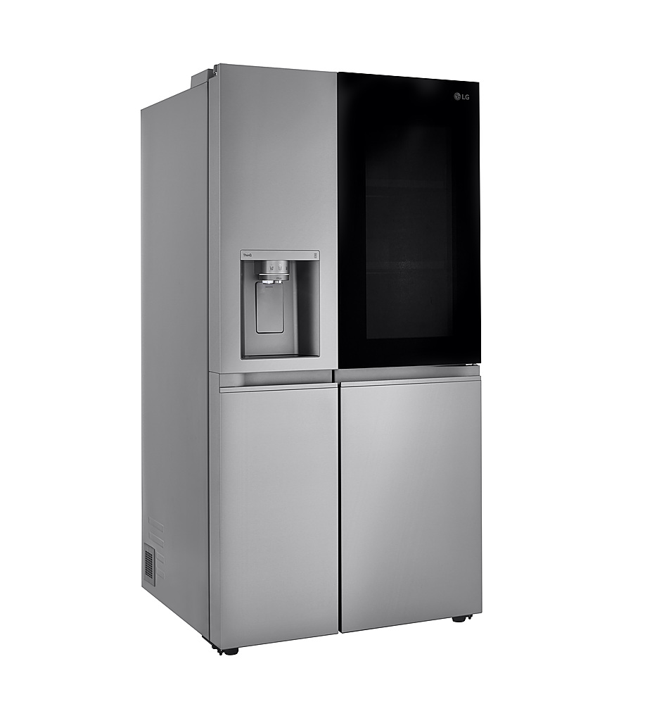 Left View: LG - 23 Cu. Ft. Side-by-Side Counter-Depth Smart Refrigerator with Craft Ice - Stainless steel