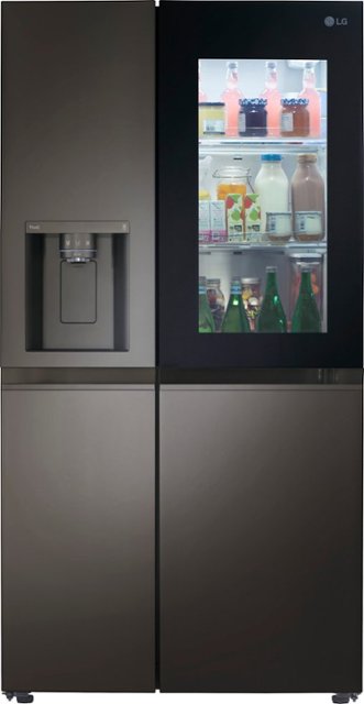 Front Zoom. LG - 27 Cu. Ft. Side-by-Side Smart Refrigerator with Craft Ice - Black stainless steel.