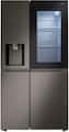 LG - 36-in Wide 27.1 Cu. Ft. Side-by-Side Smart Refrigerator with Craft Ice - Black Stainless Steel