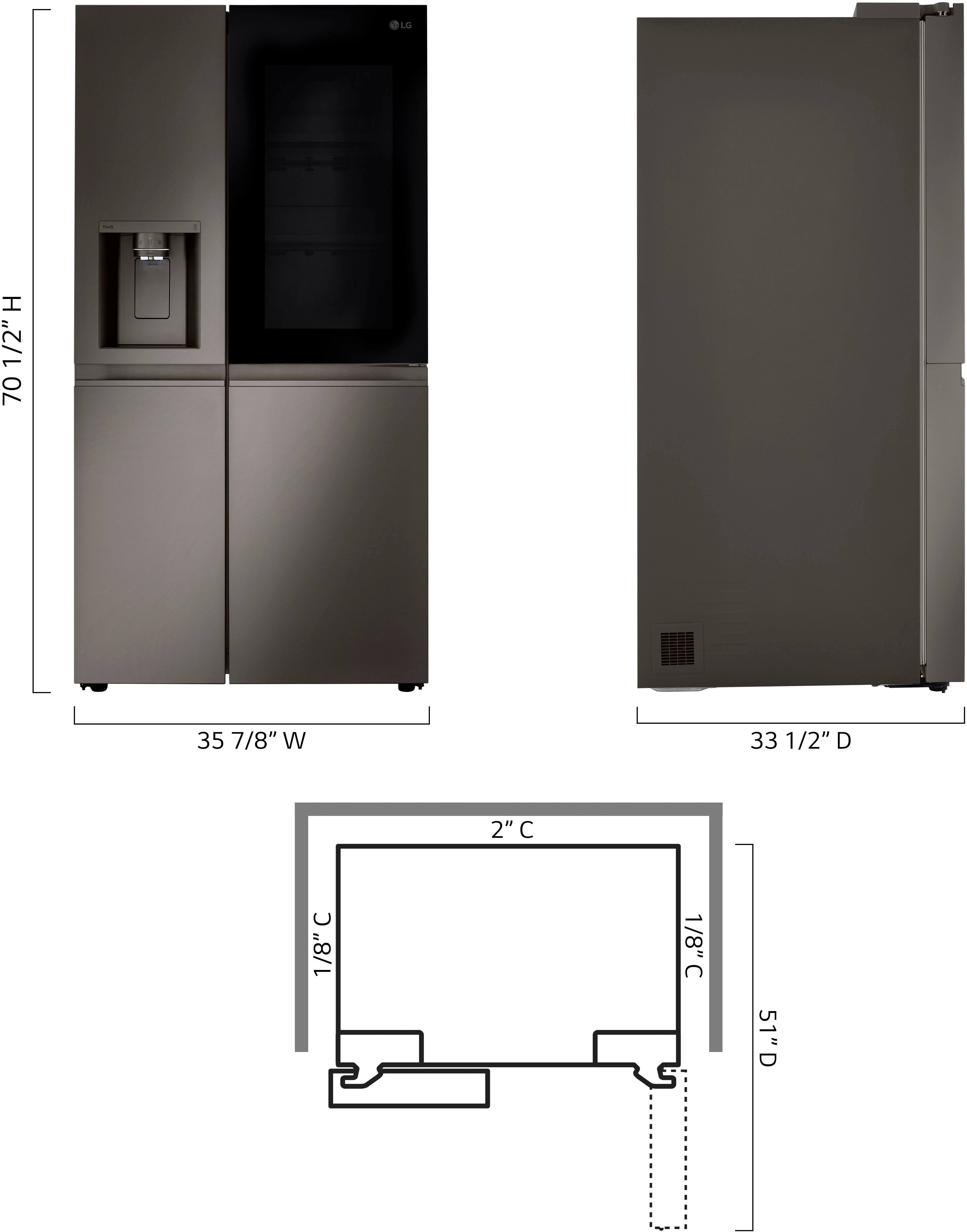 Left. LG - 27 Cu. Ft. Side-by-Side Smart Refrigerator with Craft Ice - PrintProof Black Stainless Steel.