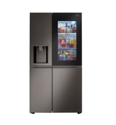 LG - 23 Cu. Ft. Side-by-Side Counter-Depth Smart Refrigerator with Craft Ice - Black Stainless Steel - Front_Zoom