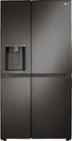 LG - 27.1 Cu. Ft. Side-by-Side Smart Refrigerator with Door-in-Door and Craft Ice - Black Stainless Steel - Front_Zoom