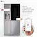 The image features a large refrigerator with a water dispenser on the door, advertising the LG ThinQ Care app. The app is designed to provide smart alerts and usage reports to keep your appliances running smoothly. The refrigerator is shown with a door open, and a hand is holding a cell phone, likely showcasing the ThinQ Care app. The advertisement emphasizes the convenience and efficiency of the app in managing your home appliances.
