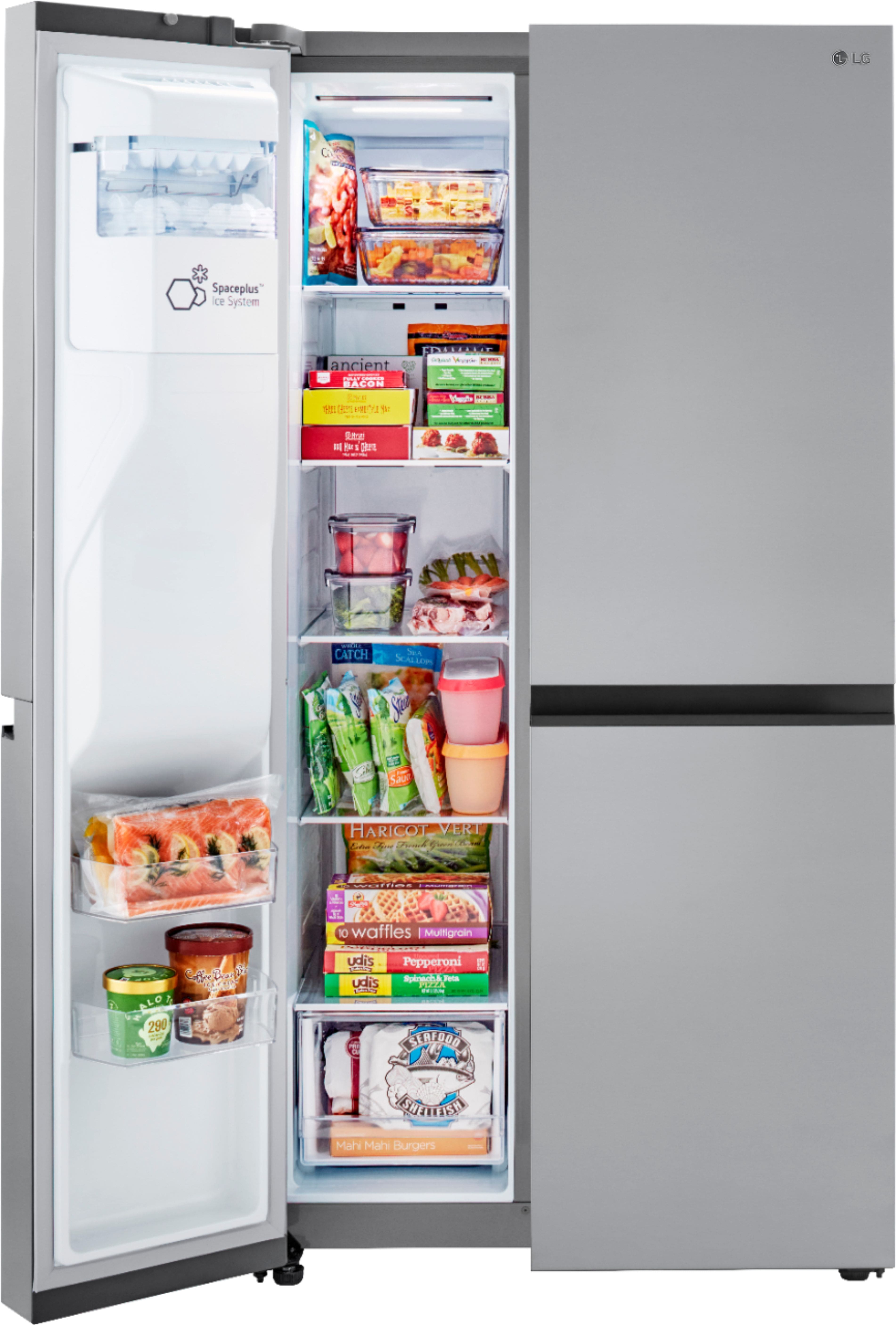Alt View 12. LG - 27.2 Cu. Ft. Side-by-Side Refrigerator with SpacePlus Ice - PrintProof Stainless Steel.
