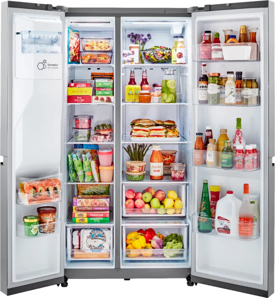 Alt View 20. LG - 27.2 Cu. Ft. Side-by-Side Refrigerator with SpacePlus Ice - PrintProof Stainless Steel.