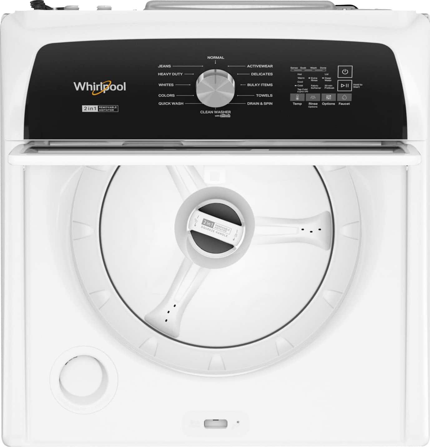 Alt View 2. Whirlpool - 4.7-4.8 Cu. Ft. Top Load Washer with 2 in 1 Removable Agitator - White.