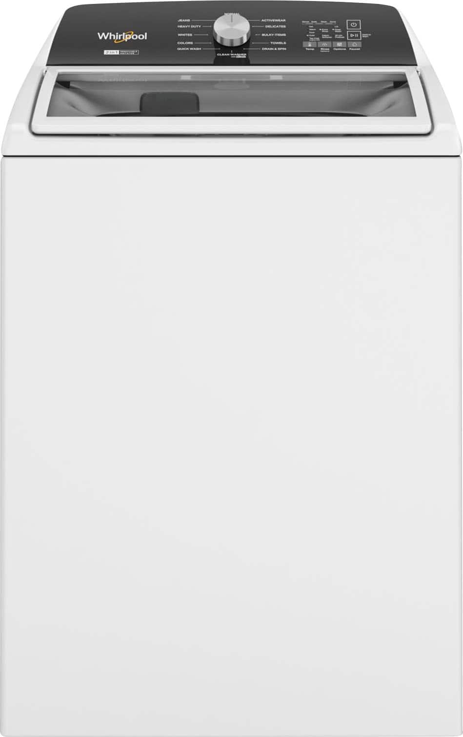 Front. Whirlpool - 4.7-4.8 Cu. Ft. Top Load Washer with 2 in 1 Removable Agitator - White.